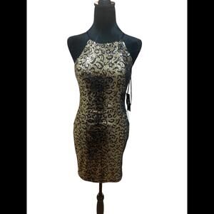 NWT Lulu’s Gold/Brown/Silver Sequin Evening Dress